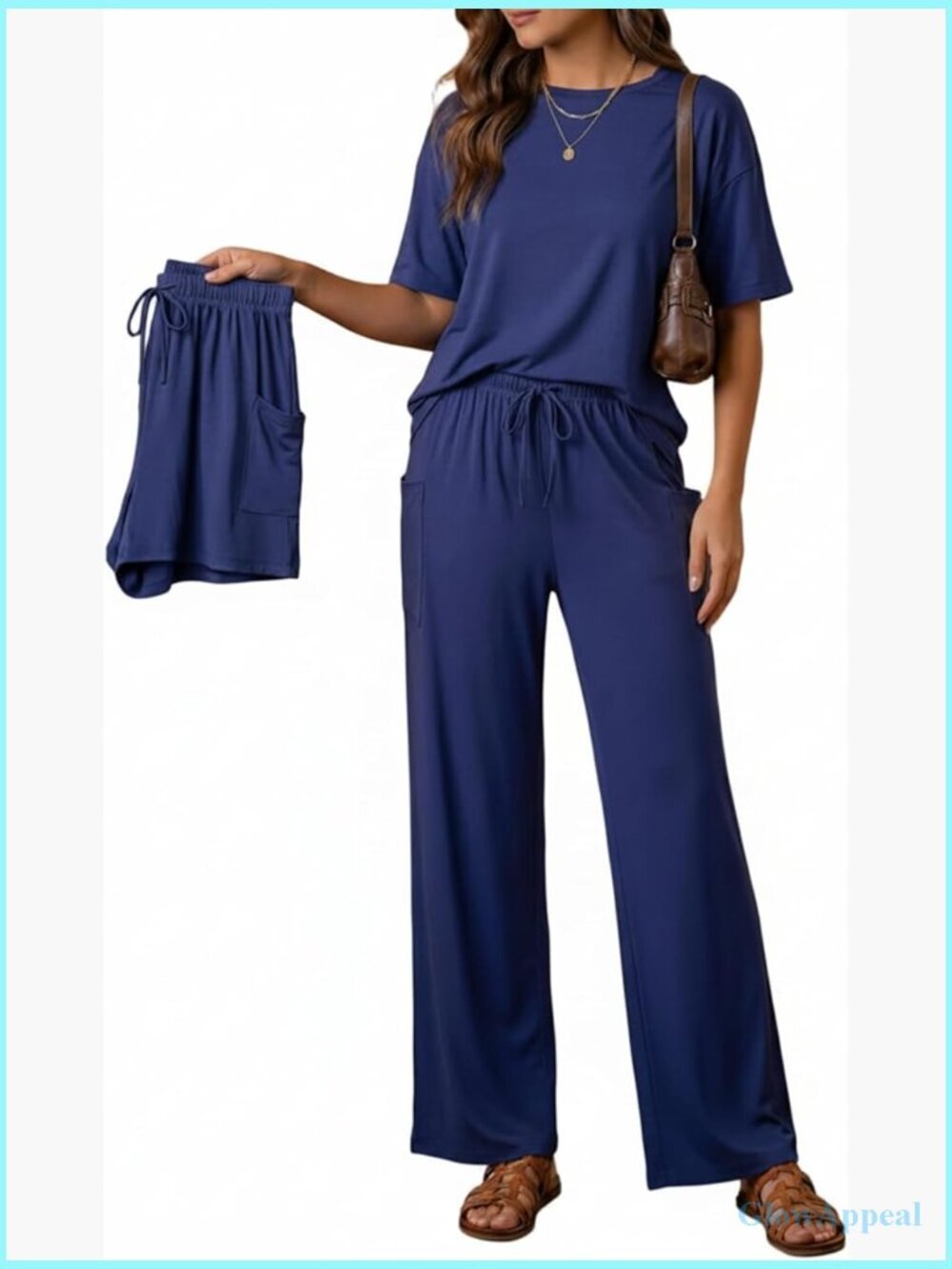 3 Piece Lounge Set Casual Travel Outfits Summer Loungewear Short Sleeve Top